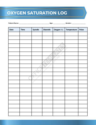 5 Printable Free Pulse Oximeter Chart Log Templates 5 Printable Free Pulse Oximeter Chart Log Templates